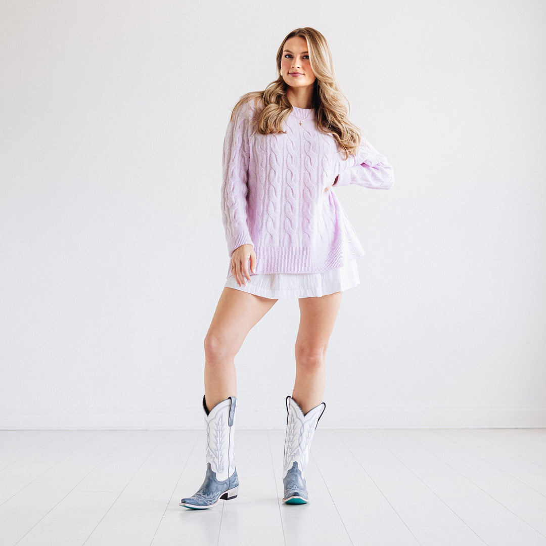 Lexington Boot - Washed Denim/Matte White